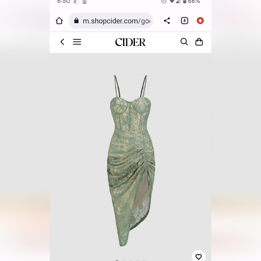 Cider green ruched midi dress
